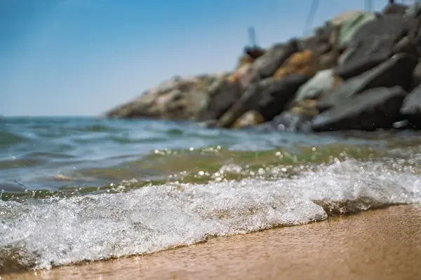 Крупним Планом Красивий Пляжний Берег Сонячний День — стокове фото