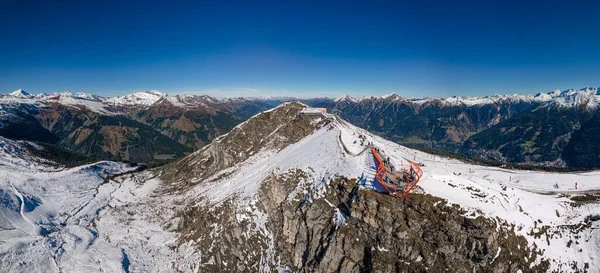 Чудовий Краєвид Снігових Вершин Австрії — стокове фото