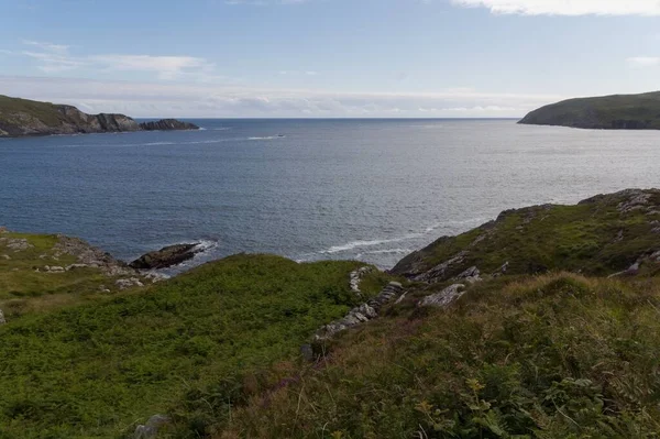 Красивый Живописный Вид Зеленый Берег Спокойной Морской Воды Ирландия Великобритания — стоковое фото
