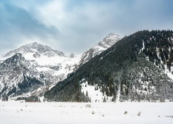 Een Prachtig Landschap Van Besneeuwde Alpen — Stockfoto