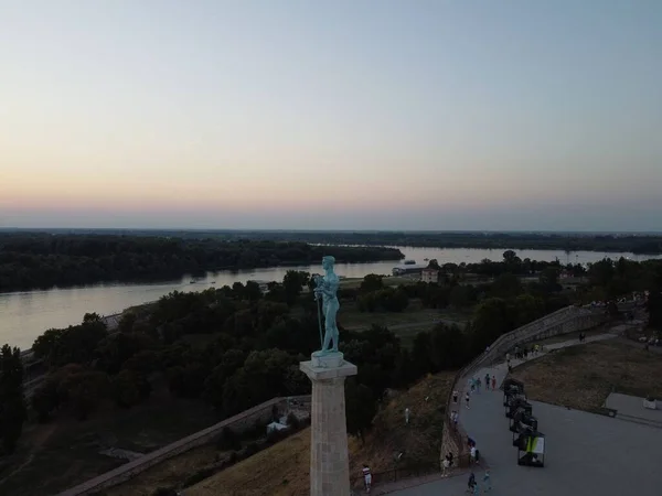 Emlékmű Victor Középkori Kalemegdan Erődben Spomenik Pobednik Kalemegdan Tvrdjava Beograd — Stock Fotó