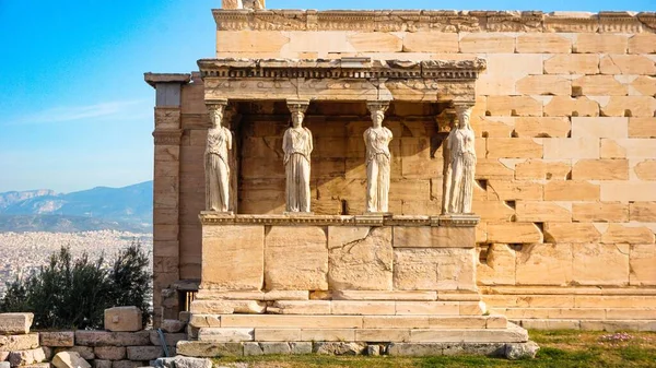 Dech Beroucí Snímek Památníku Erechtheion Aténách Řecko — Stock fotografie