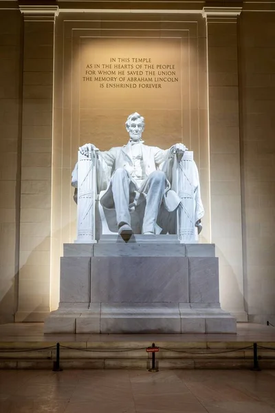 Statue Abraham Lincoln Nuit Washington Usa — Photo