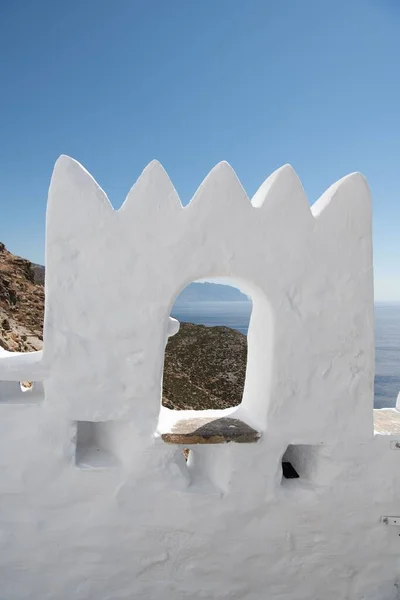 Panagia Hozoviotissa Monasterio Del Siglo Con Una Ubicación Espectacular Acantilado —  Fotos de Stock