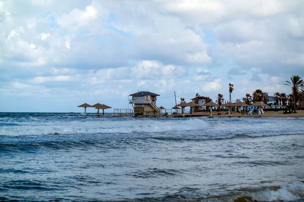 Une Plage Dans Ville Netanya Israël — Photo