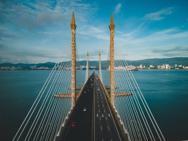 Μια Εναέρια Λήψη Της Γέφυρας Πενάνγκ Στη Μαλαισία Που Διασχίζει — Φωτογραφία Αρχείου