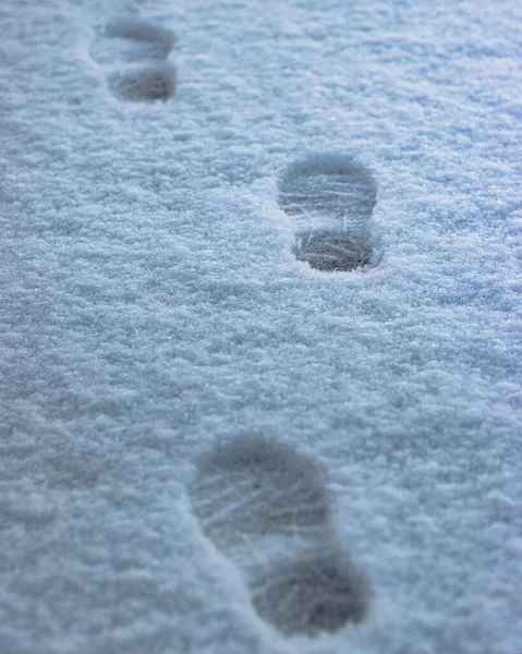Pegadas Criança Neve — Fotografia de Stock
