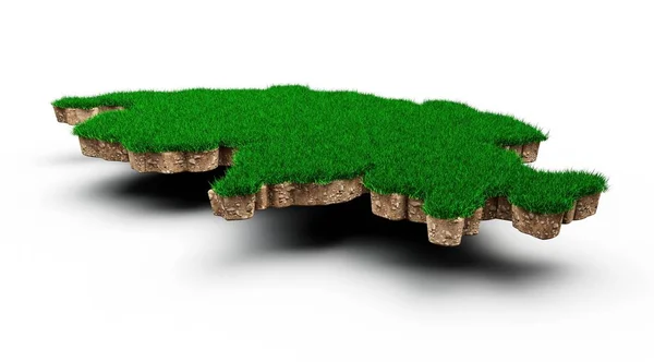 白い背景に緑の芝生が隔離されたスイス地図の3Dイラスト — ストック写真