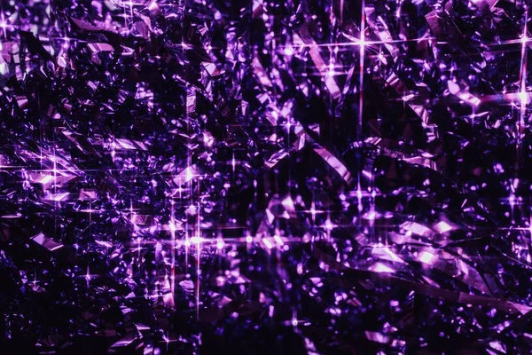 キラキラ輝く紫のティンセルの背景の質感 — ストック写真