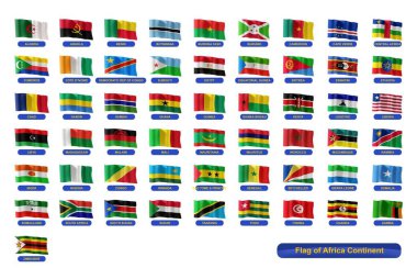 Beyaz arka planda Afrika kıtasındaki Hükümdar ülkelerin bayrağı.