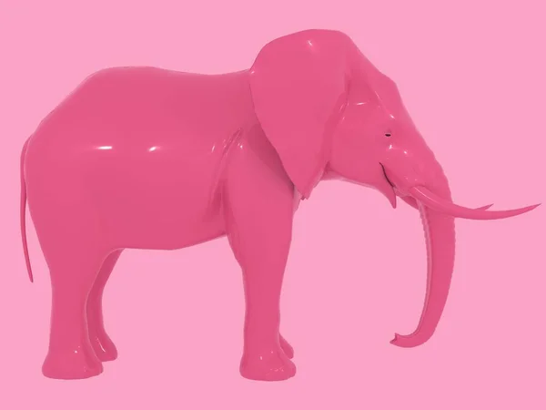 Rendering Elefante Rosa Isolato Sfondo Rosa — Foto Stock