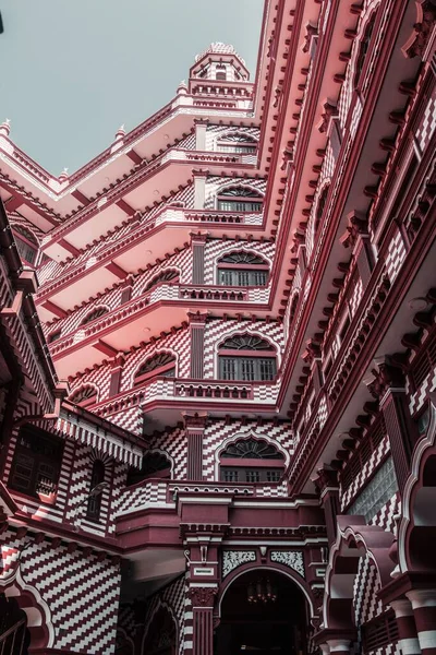 Низкоугольный Вид Джами Уль Альфар Исторический Красный Город Коломбо Шри — стоковое фото
