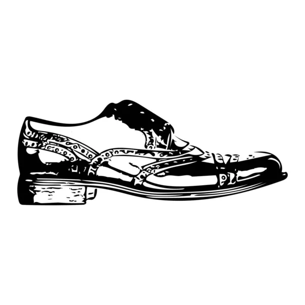 Mannelijke Klassieke Schoenen Inkt Zwart Wit Tekening — Stockfoto