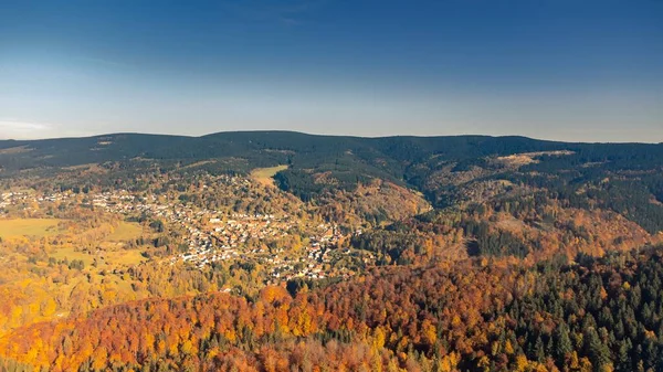 Sonbaharda Thüringen Ormanının Havadan Görünüşü — Stok fotoğraf