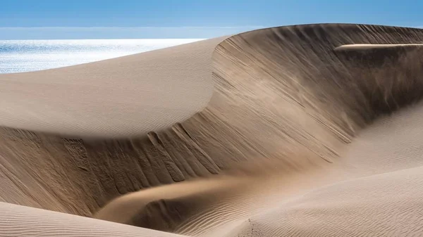 Namibia Desierto Namib Paisaje Dunas Amarillas Que Caen Mar —  Fotos de Stock