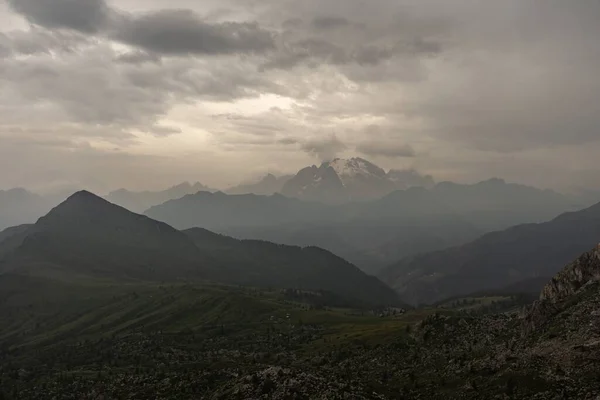 Bela Vista Panorâmica Monte Passo Falzarego Dolomitas Itália Sob Céu — Fotografia de Stock