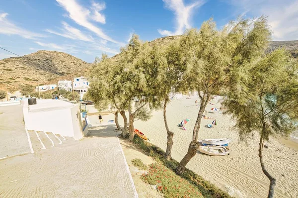 Incredibile Colorata Spiaggia Agali Isola Folegandros Cicladi Mar Egeo Grecia — Foto Stock