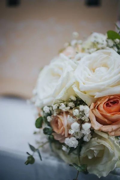 Plano Vertical Ramo Flores Rosa Para Una Ceremonia Boda —  Fotos de Stock