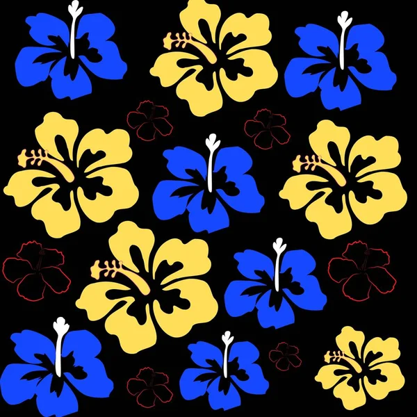 Цветочный Фон Гибискуса Гавайский Узор — стоковое фото