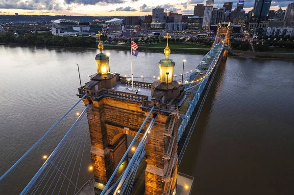 Vue Aérienne Pont Suspendu John Roebling — Photo