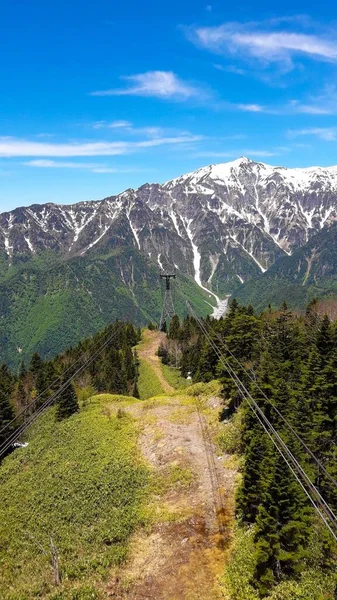 Beautiful High Angle View Gondola Japanese Mountain Sunny Day Japan — Stock Photo, Image