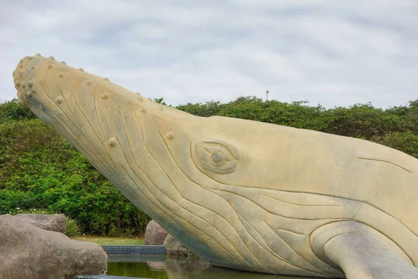 Sculpture Baleine Métal Exposée Plage Rio Das Ostras — Photo