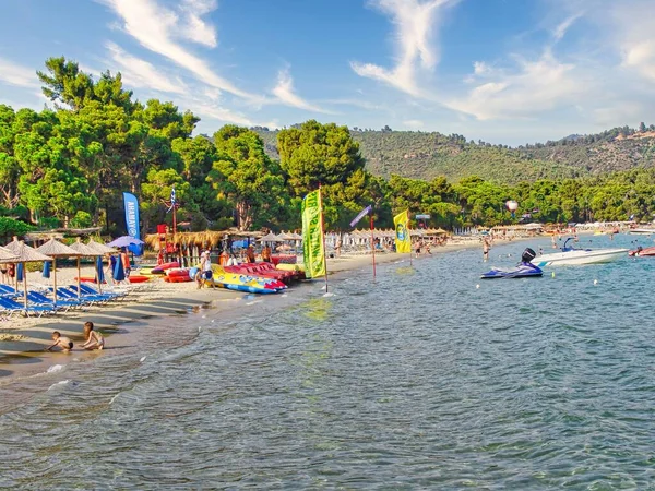 Principale Ville Île Skiathos Avec Les Habitants Les Touristes Grèce — Photo