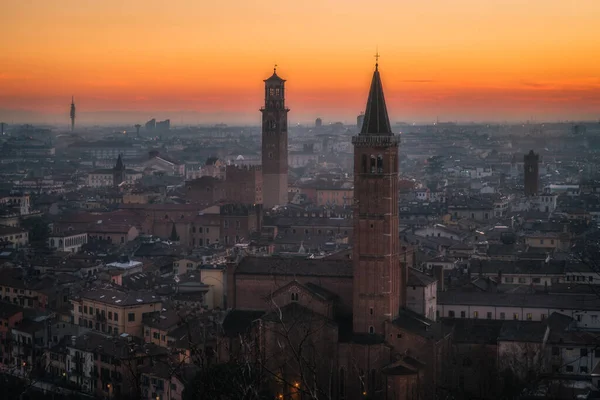 Прекрасне Місто Верони Під Час Заходу Сонця Італія — стокове фото