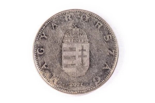 Eine Ungarische Forint Münze Auf Weißem Hintergrund — Stockfoto