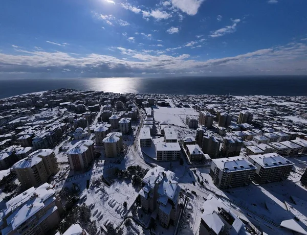 Eine Aufnahme Von Gebäuden Einem Wintertag Mimaroba Istanbul Türkei — Stockfoto