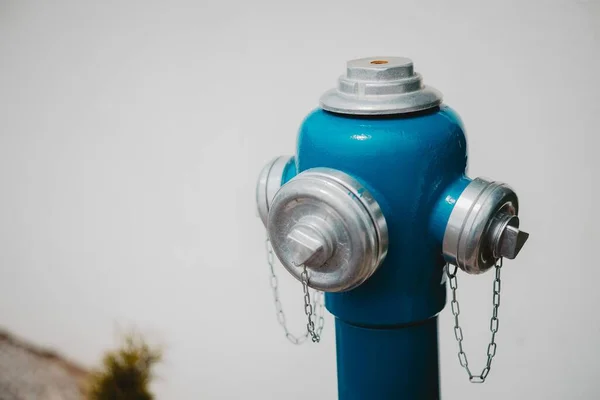 Detailaufnahme Eines Blausilbernen Feuerhydranten — Stockfoto