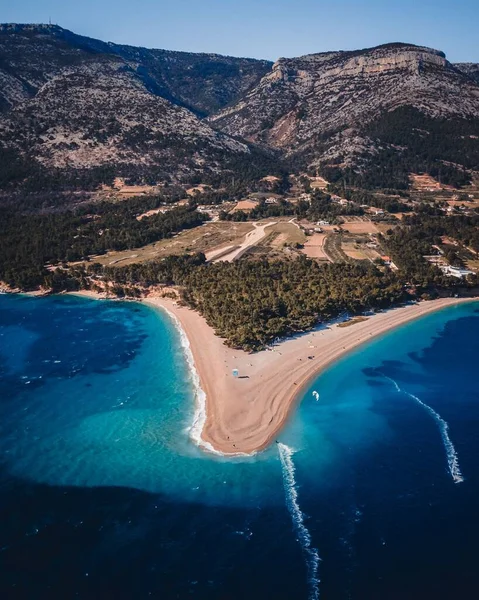 Знаменитий Пляж Zlatni Rat Болі Острів Брак Хорватія Європа Також — стокове фото