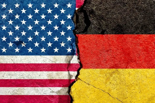 Abstract Vereinigte Staaten Deutschland Internationale Politik Wirtschaft Beziehung Konflikt Konzept — Stockfoto