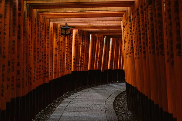 Belle Entrée Orange Dans Sanctuaire Fushimi Inari Kyoto Japon — Photo