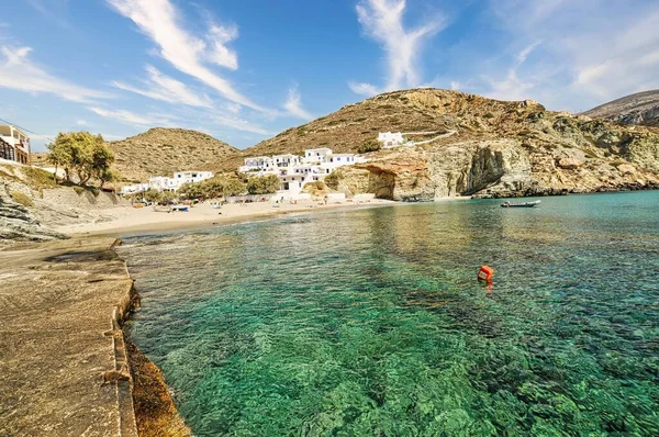Úžasná Pestrá Pláž Agali Ostrov Folegandros Kyklady Egejské Moře Řecko — Stock fotografie