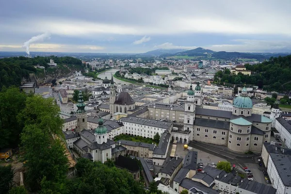 Widok Lotu Ptaka Miasta Salzburg — Zdjęcie stockowe