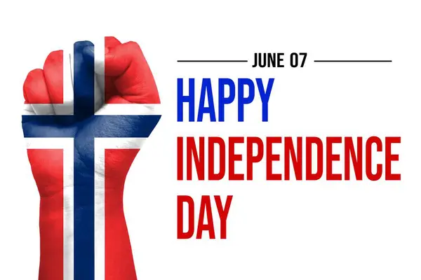 Творческий Дизайн Плаката Дню Независимости Норвегии Норвежским Флагом Нарисованным Кулаке — стоковое фото