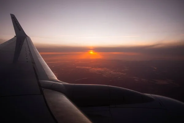 Вид Закат Самолета — стоковое фото
