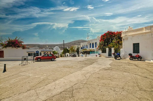 านโบราณท สวยงามของ Chora ในเกาะ Folegandros Cyclades รูปภาพสต็อก