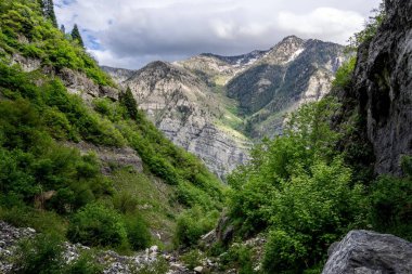 Provo Canyon, Utah, ABD 'deki dağların manzarası.