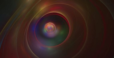 Siyah bir arkaplanda izole edilmiş renkli bir fraktal desenin 3 boyutlu görüntüsü