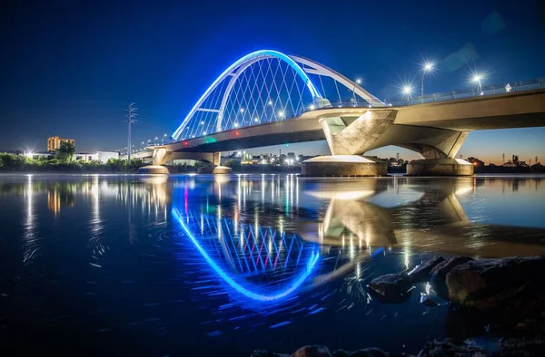 Ponte Lowry Minneapolis Minnesota Iluminou Noite — Fotografia de Stock