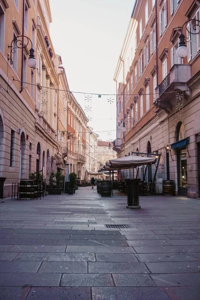 Vertical Shot Narrow Austrian Style Streets Trieste Italy — Stock Photo, Image