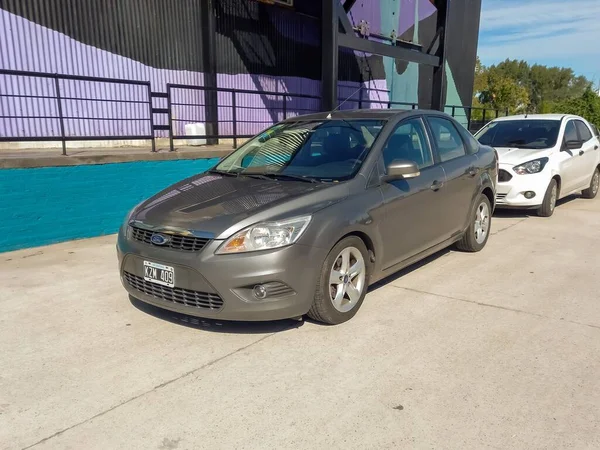 Gray Car Ford Focus Hatch Four Door Sedan Late 2010S — Stock Photo, Image