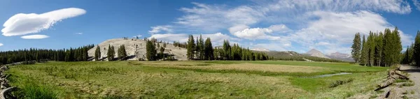 Panoramablick Auf Schöne Landschaft Mit Grünem Tal Bäumen Und Hügeln — Stockfoto