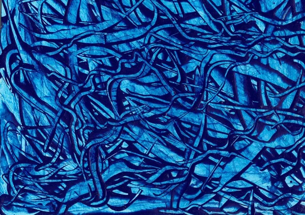 Абстрактный Синий Фон Краски Абстрактное Произведение Искусства Смешанных Материалов Бумаге — стоковое фото