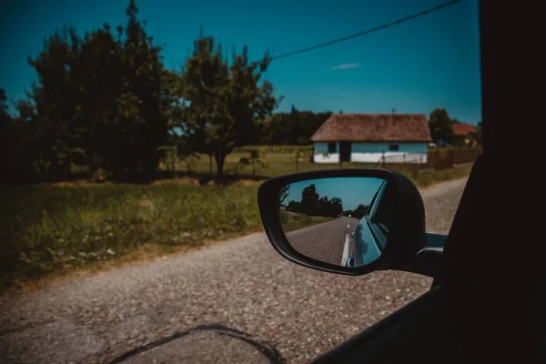 Side Mirror Car Reflection Road — Stock Photo, Image