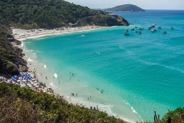 Paradisiacal Pláže Atalaia Arraial Cabo Pobřeží Rio Janeiro Brazílie Letecký — Stock fotografie