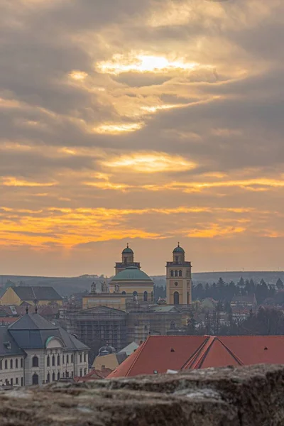 Помаранчеве Небо Замку Еґер Угорщина — стокове фото