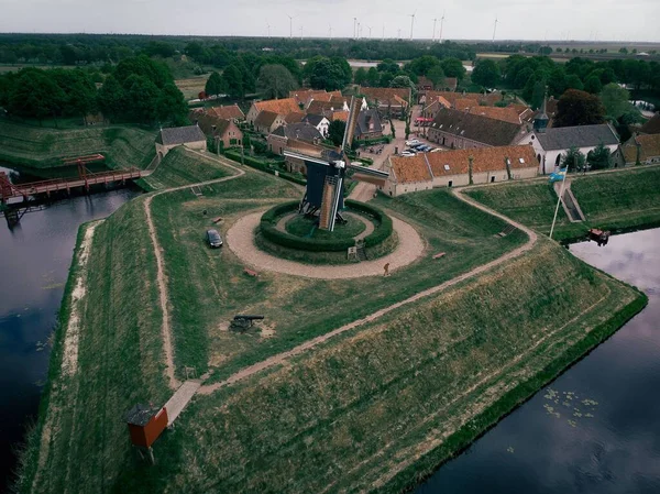 Molino Viento Fort Bourtange Groningen — Foto de Stock